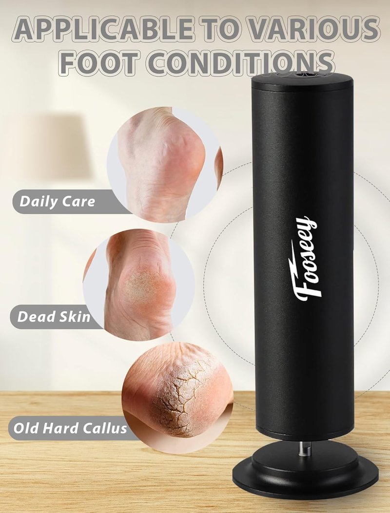 Electric Foot Callus Remover - Professional Pedicure Tool with 60 Sandpaper Discs | Adjustable Speed, Black