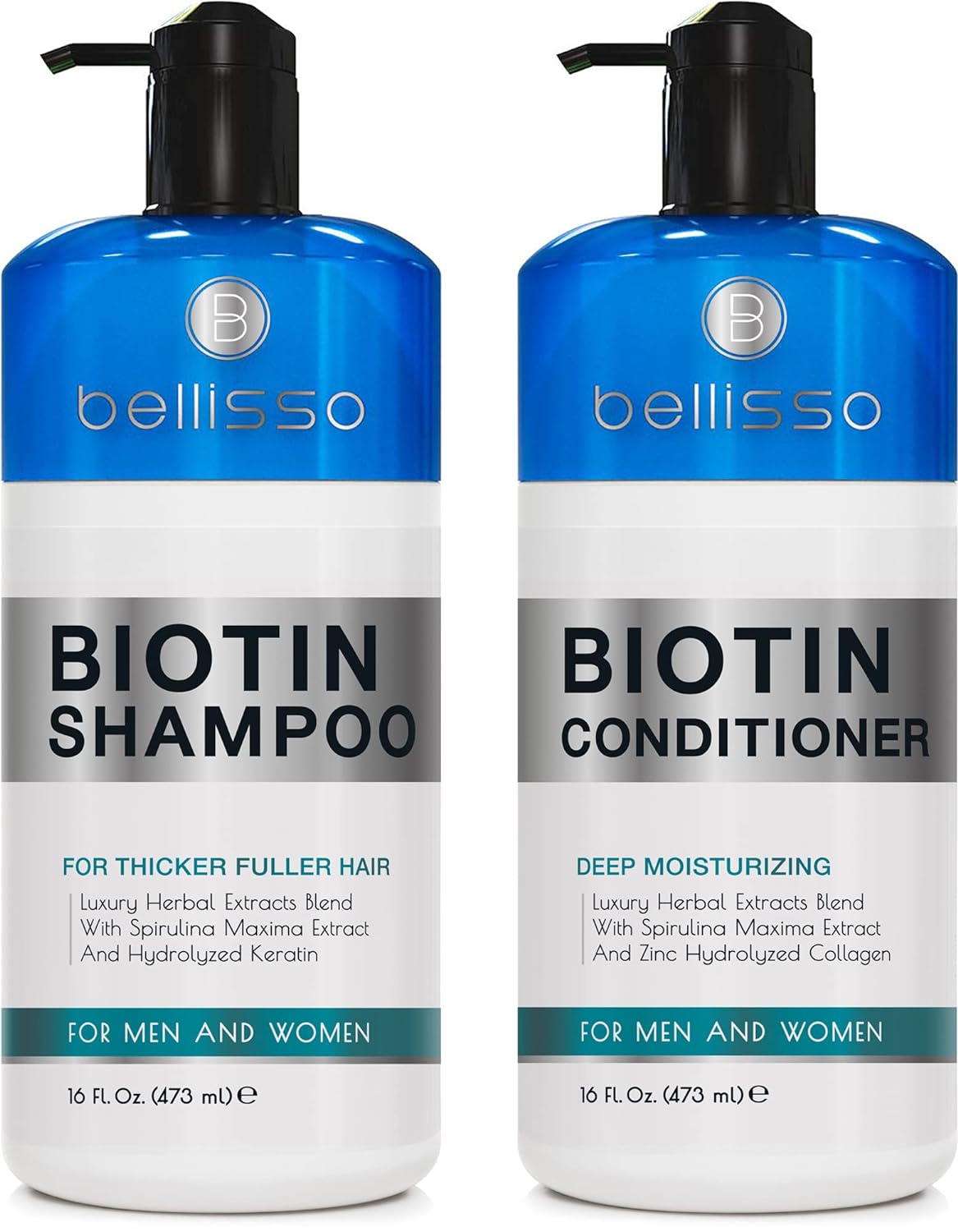 Biotin Shampoo and Conditioner Set - Moroccan Argan Oil | Hair Heat Protectant Spray