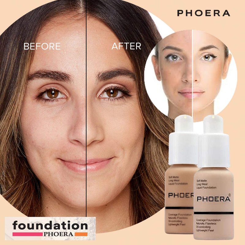 Glamza Full Coverage Makeup Set - 2x Foundations, Primer Gel & Brush | Complete Face Kit for Women