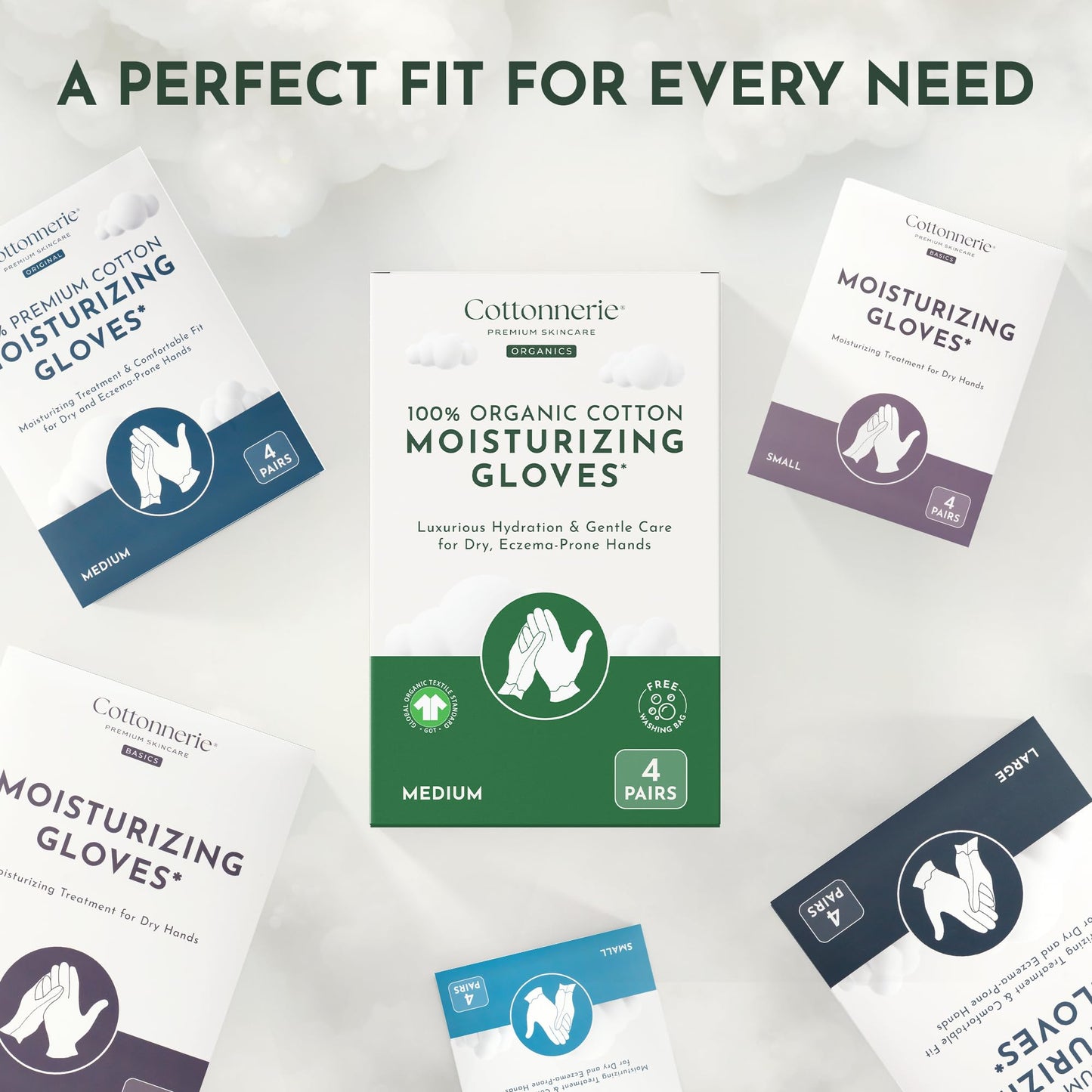 4 Pairs Cottonnerie Organic Cotton Gloves for Dry Hands Sleeping, Moisturizing Gloves Overnight, Hand Moisturizer Gloves, Moisture Gloves for Dry Hands Overnight, Sleeping Gloves, Small
