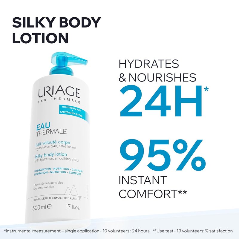 Uriage Moisturizing Body Lotion - Hydrating Shea Butter & Hyaluronic Acid | 24-Hour Silky Formula, Floral Scent