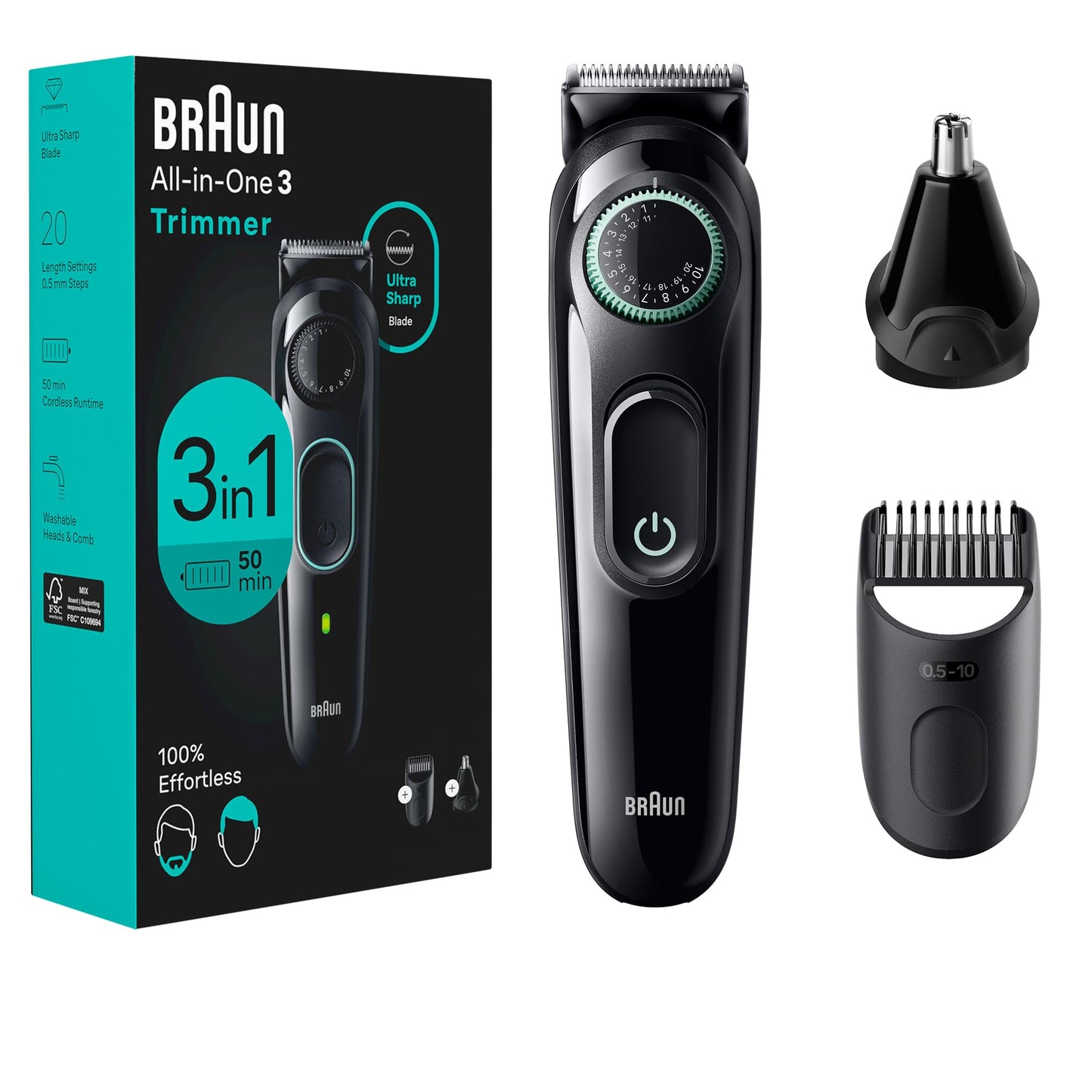Braun Series 3 Shaver Battery Powered Cordless Malehair Trimmer
