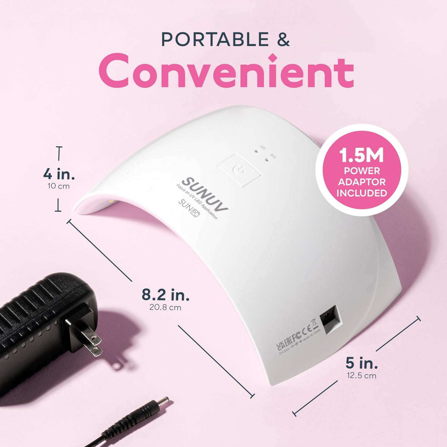 SUNUV SUN9C UV LED Nail Lamp Pink with Top Gel and Base Gel