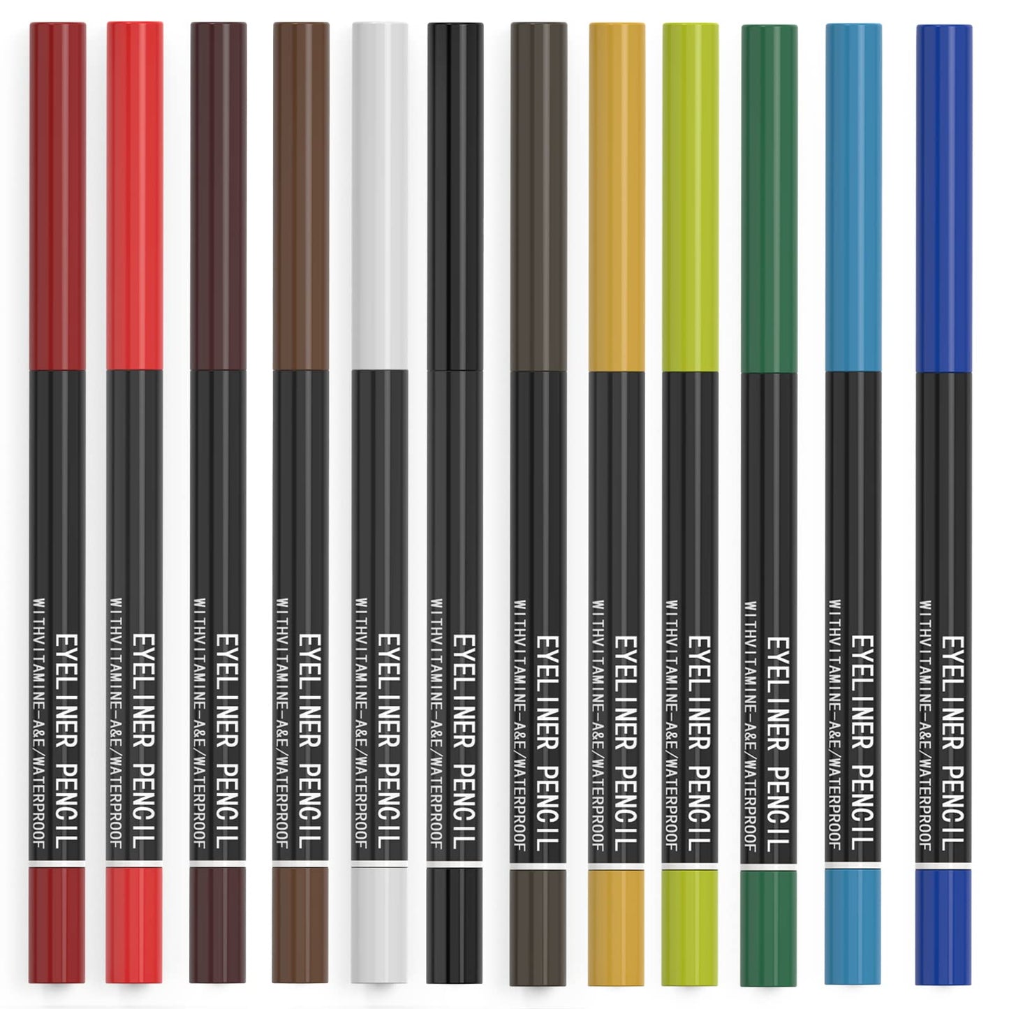 KAIQIKAIXI 12 Kinds Of Color Eyeliner Pen, Eyebrow,Eye Shadow Pencil, Lip Line Pen, Eyelid Pad, Pencil Makeup Set Tool 12PCS (Multicolor)