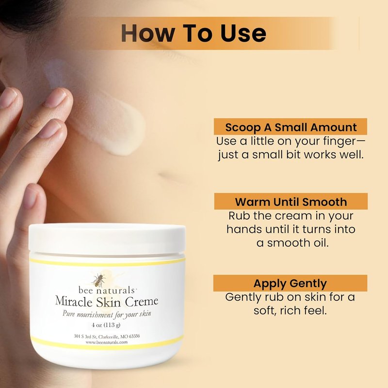 Miracle Skin Crème - All-Natural Hydrating Cream with Olive Oil, Beeswax & Coconut Oil | 4 oz for Full Body Nourishment