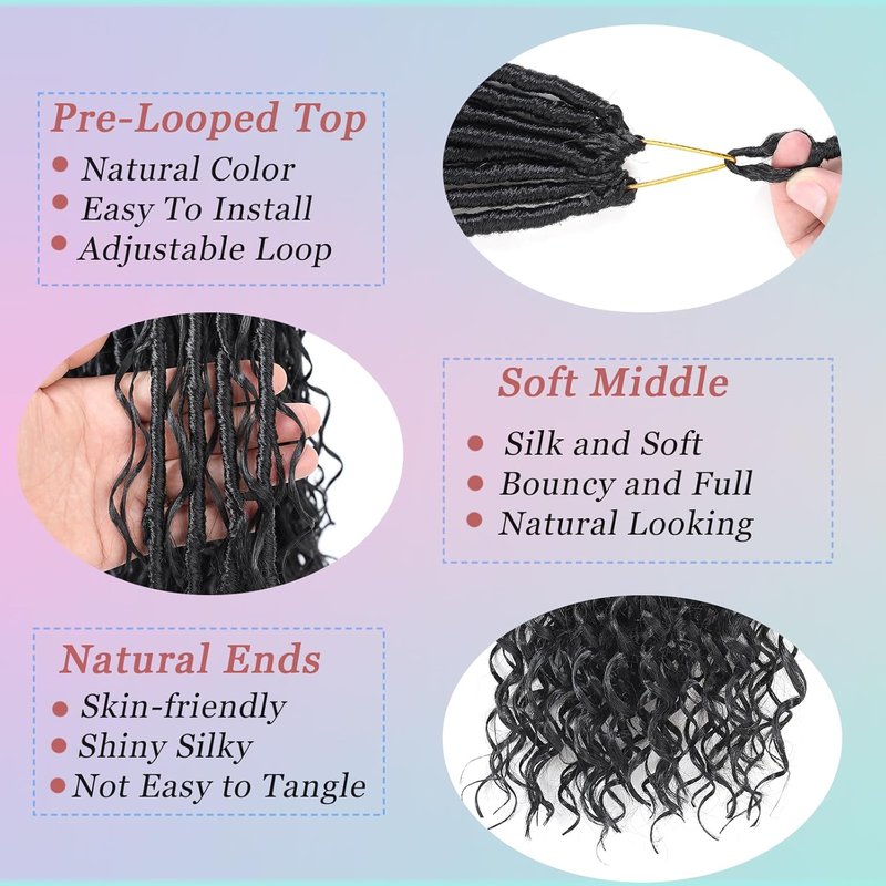 Goddess Locs Crochet Hair - 30 Inch Pre-Looped Bohemian Style with Curly Ends | Perfect for Black Women