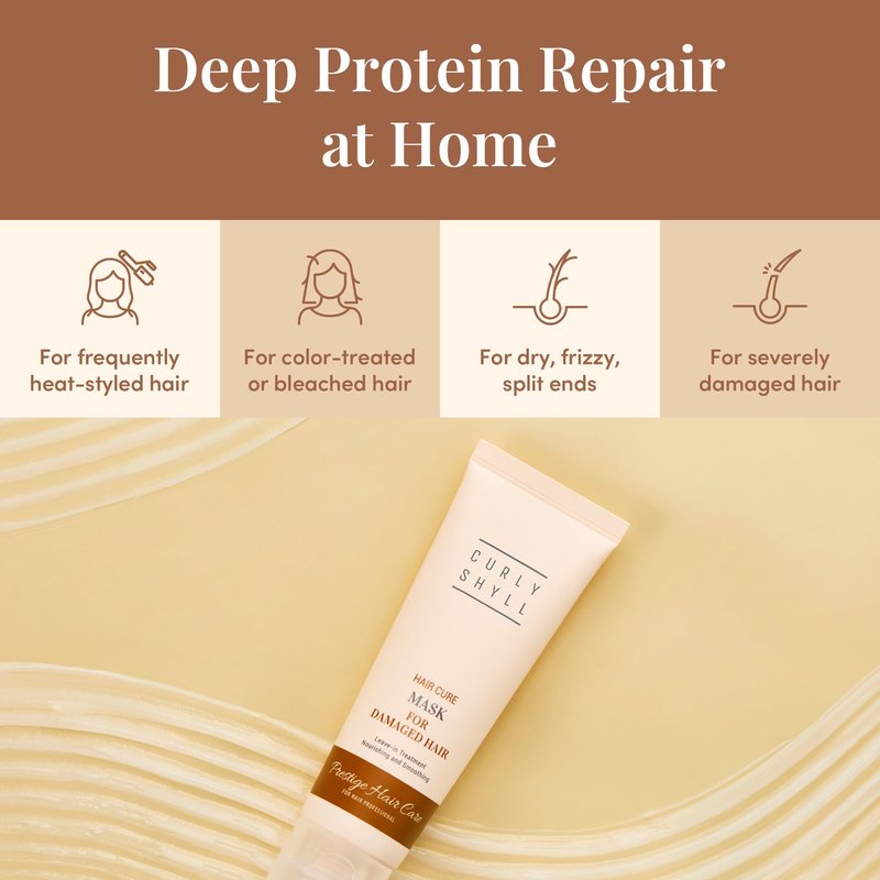CURLYSHYLL Hair Cure Mask for Damaged Hair, Deep Conditioning Hair Mask with Lightweight Finish, Smooth & Manageable Hair Care for Dry, Damaged Hair, 200ml