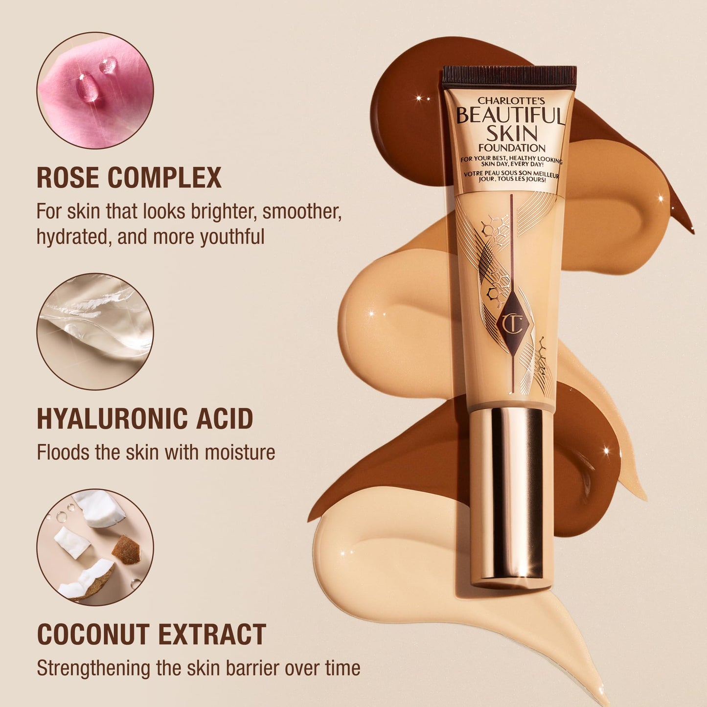 Charlotte Tilbury Beautiful Skin Medium Coverage Hydrating Foundation - Buildable Liquid Makeup for Instant Glow, Plumping Hydration & Lasting Skincare Benefits - 2 Neutral
