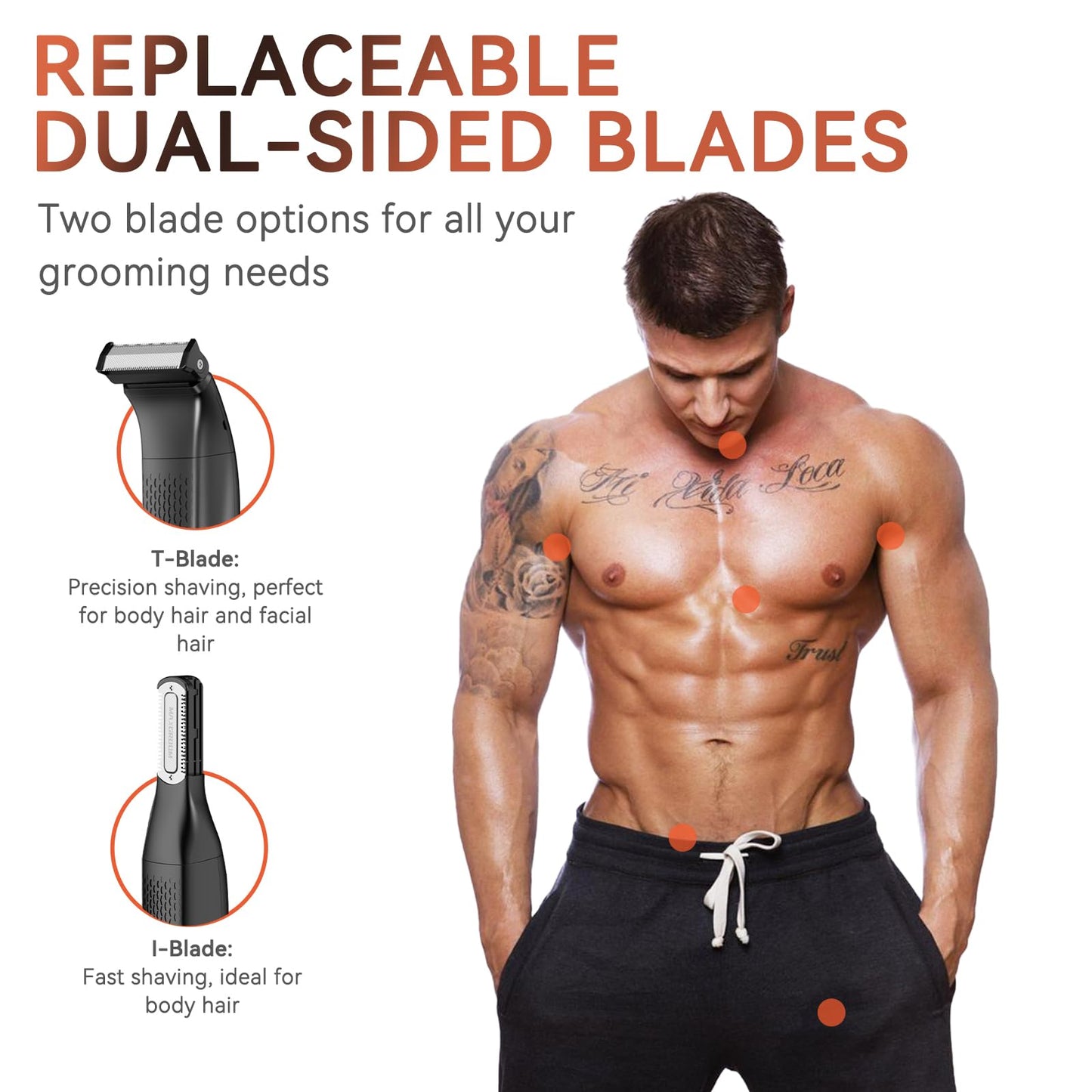 MAXGROOM Manscape Body Hair Trimmer for Men - 2-in-1 Electric Razor, Waterproof Wet/Dry Hair Shavers & Groomer for Pubic Groin & Ball Hair