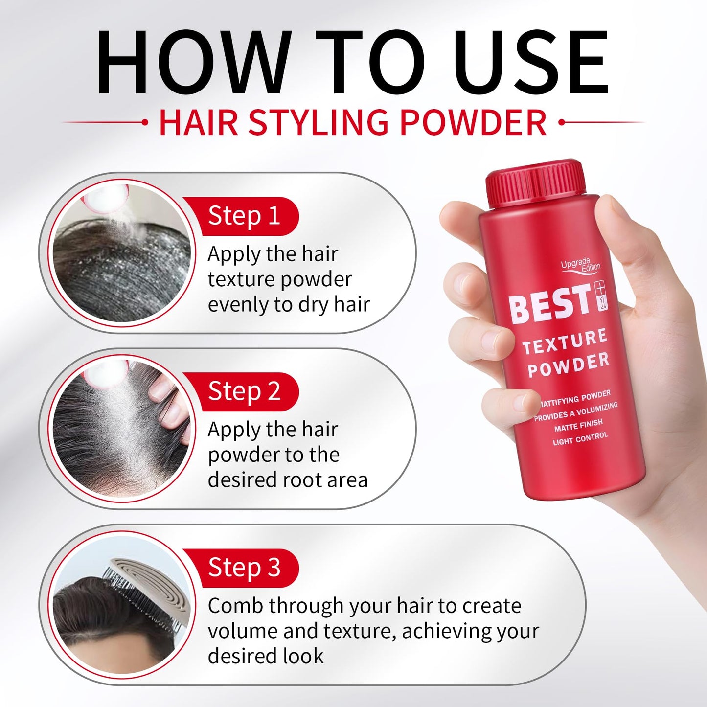 ZHISHUDL Hair Texture Powder for Men & Women, Pack of 3