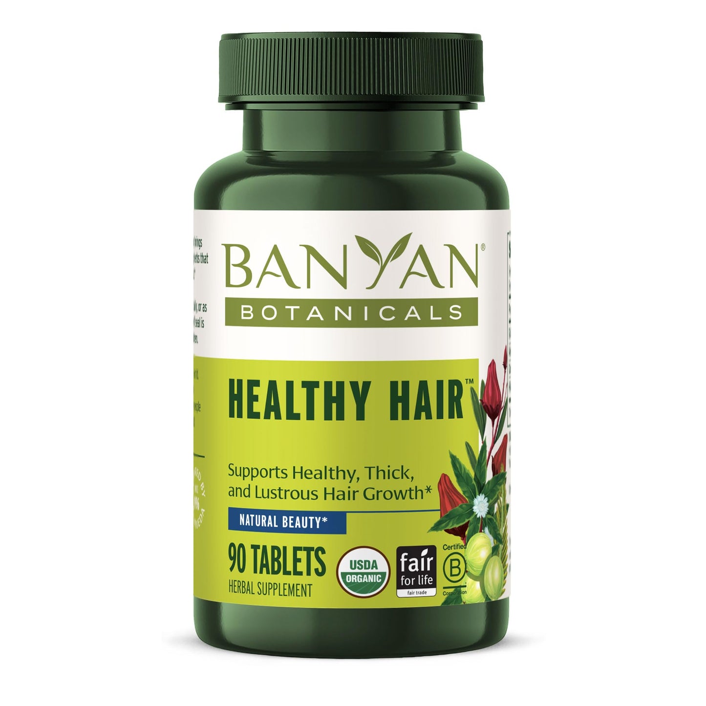 Banyan Botanicals Organic Healthy Hair Supplement – For Thickness, Shine & Scalp Health – with Bhringaraj, Amla & Brahmi – Natural Internal Hair Care & Follicle Support-90 Tablets-USDA Organic