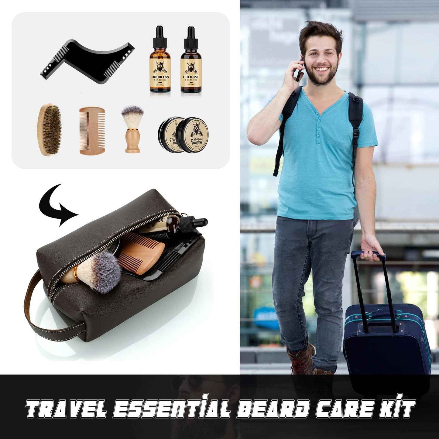 Beard Care Kit Gifts for Men, 9 Pcs Beard Grooming Kit, Beard Club Kit is a Unique Men's Gifts for Dad Husband Boyfriend, Father's Day Anniversary Birthday Wedding Christmas Gift Ideas for Him Boss