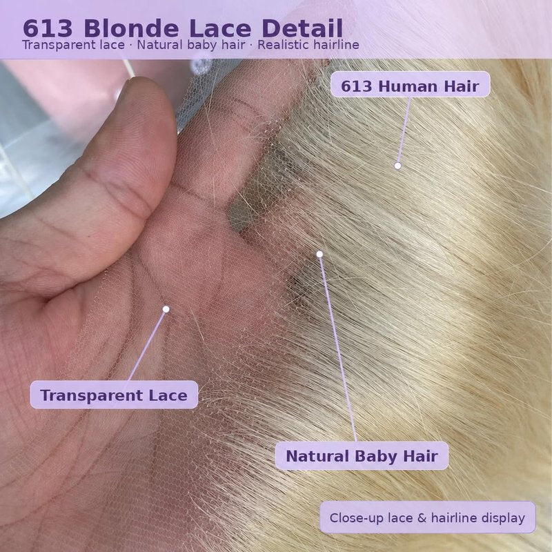 613 Blonde Frontal Human Hair - 13x4 Straight HD Lace, Pre-Plucked Natural Hairline | 14 Inch, Ear-to-Ear