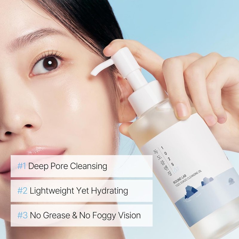 ROUND LAB 1025 Dokdo Cleansing Oil - Lightweight Makeup Remover for Sensitive Skin | 6.76 Fl Oz, Pore Cleansing