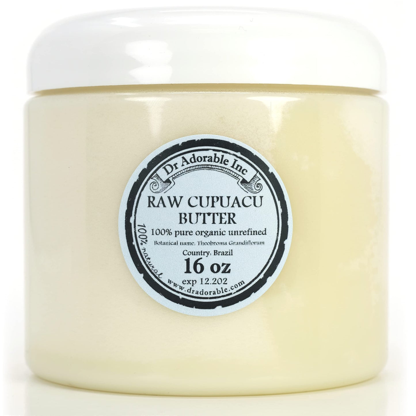 Dr Adorable - 16 oz - Cupuacu Butter - Unrefined Pure Organic Cold Pressed