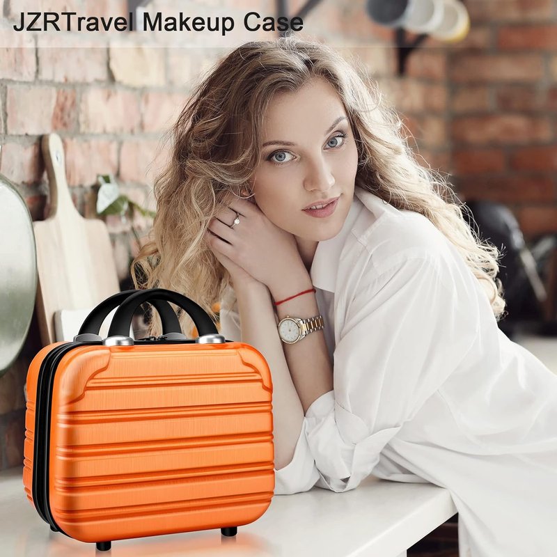 Makeup Train Case - 14 Inch Hard Shell Cosmetic Organizer | Portable Toiletry Bag for Travel