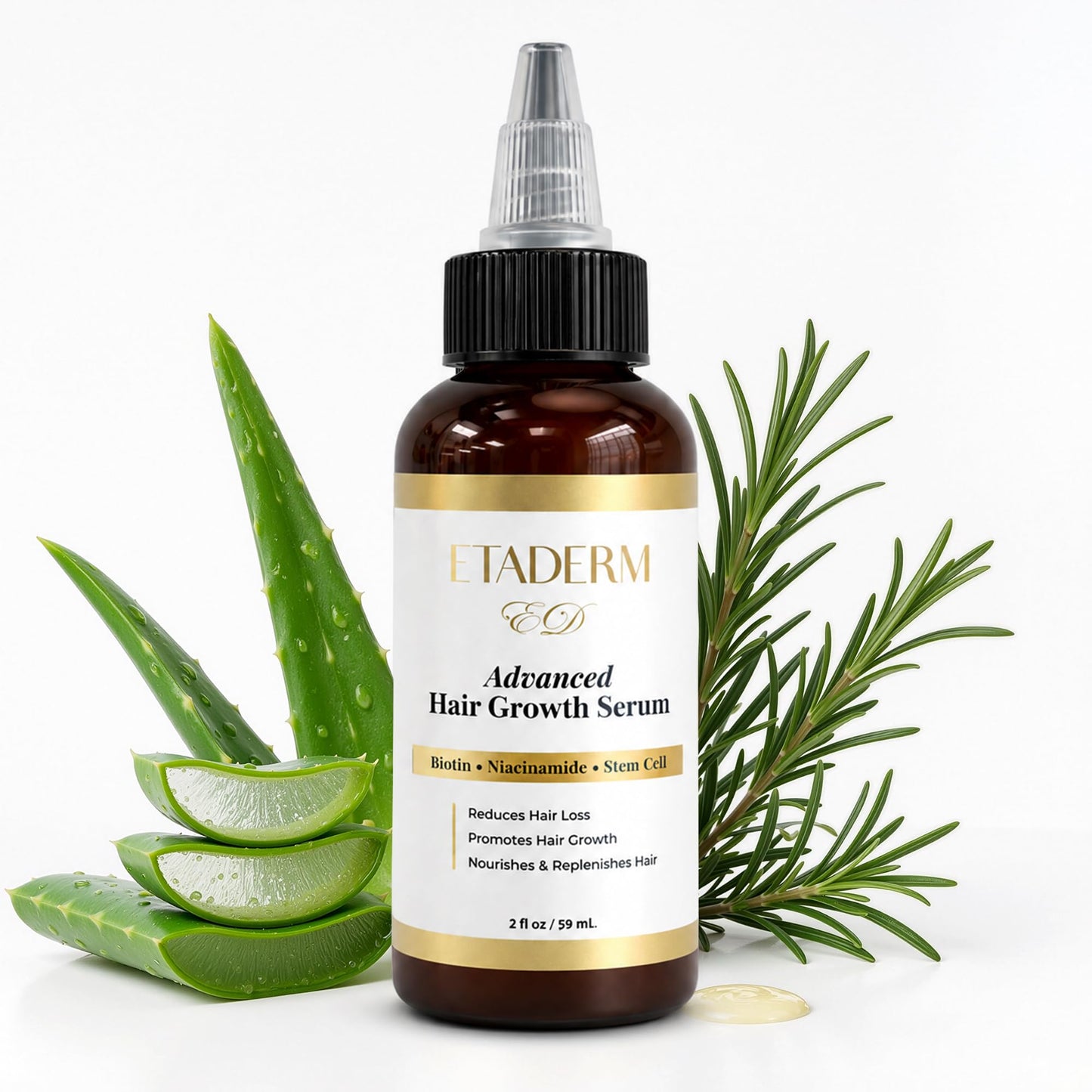 ETADERM Advanced Hair Growth Serum - Hair Growth Oil with Aloe Vera Biotin, Caffeine & Keratin - Hair Oils Stimulates Growth, Moisturizes & Conditions Scalp - Hair Serum for Thicker Fuller Hair 60ml
