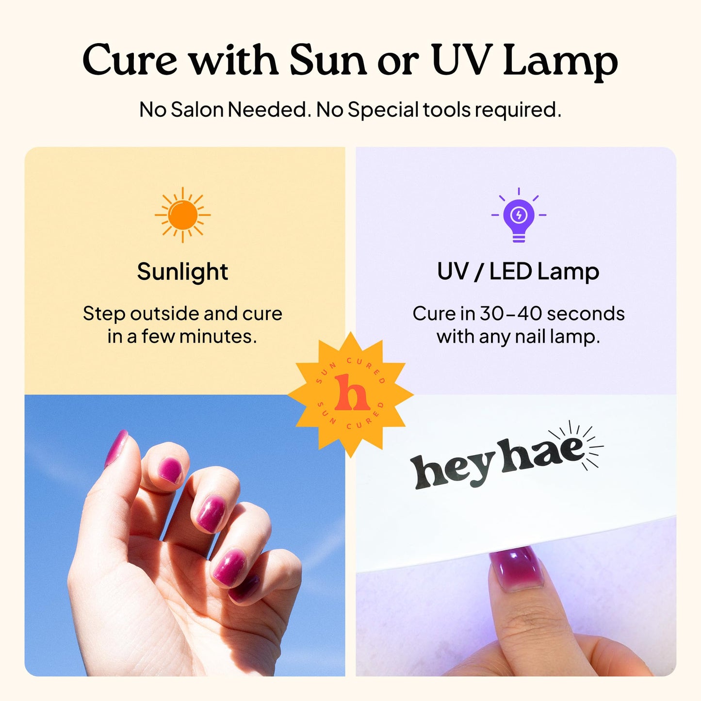 Heyhae Semi Cured Gel Nail Strips | No LED Lamp Needed |Pink, Valentines | Easy Apply & Remove, Salon Quality | Includes 28 Strips, 1 Prep Pads, Nail File & Wooden stick - Hey, Pink Road Trip