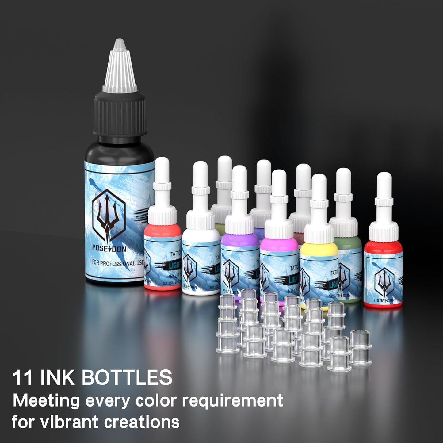 POSEIDON Cordless Tattoo Machine Kit - Professional Portable Tattoo Pen with 20 Needles & Ink Set | Complete Starter Supplies