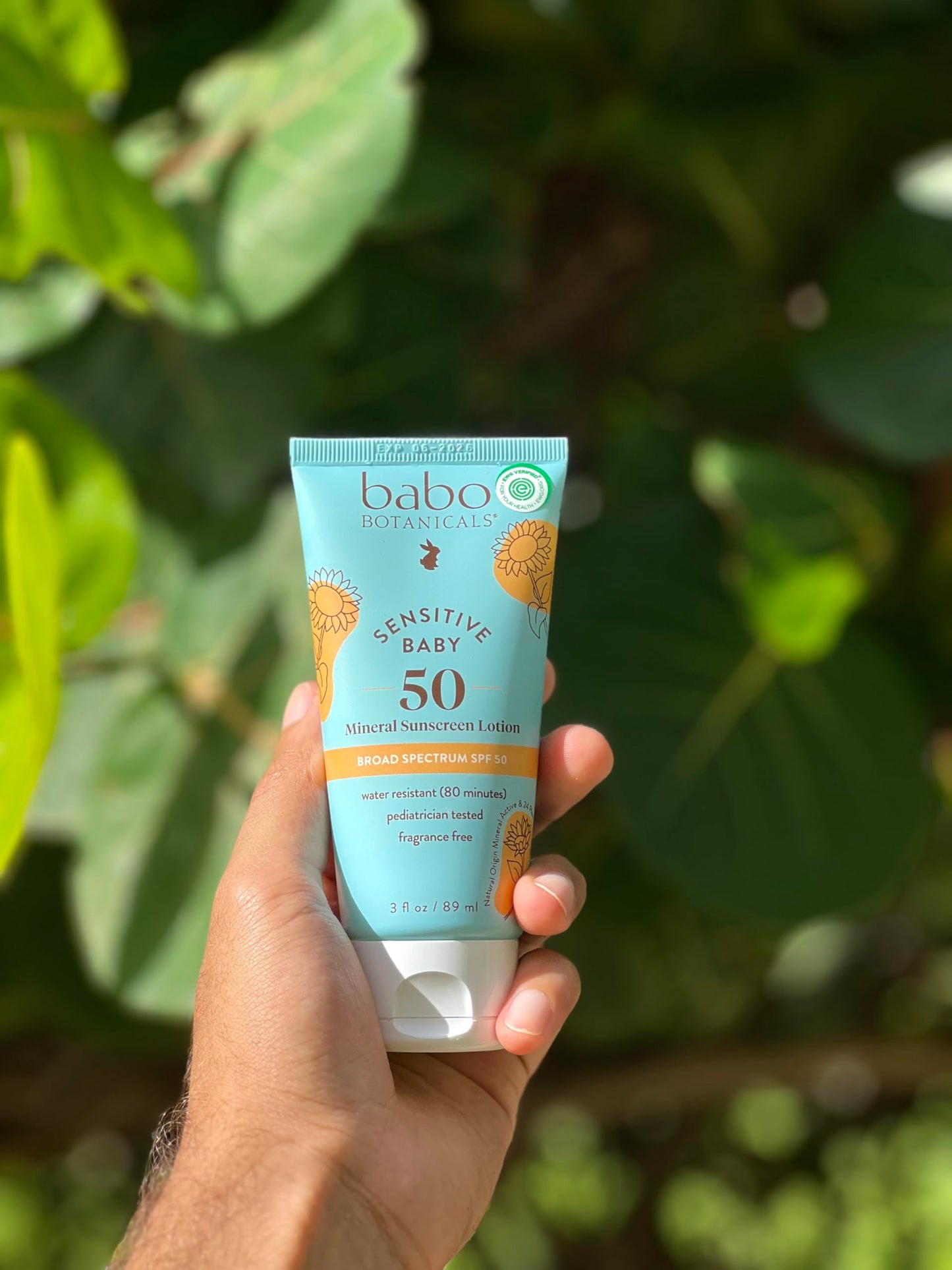 Babo Botanicals Sensitive Baby Mineral Sunscreen Lotion SPF50 Natural Zinc Oxide Face & Body Fragrance-Free WaterResistant - EWG Verified Vegan Extra Sensitive Skin For Babies & Kids (Pack of 2)