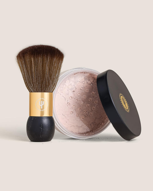 Bronze Cactus Quick-Dry Powder Kit – Post-Tan Powder & Brush | Eliminates Sticky Post-Tan Residue | Vegan, Talc-Free Formula | Hydrating, Dermatologist-Tested | Suitable Face & Body | 0.5 oz