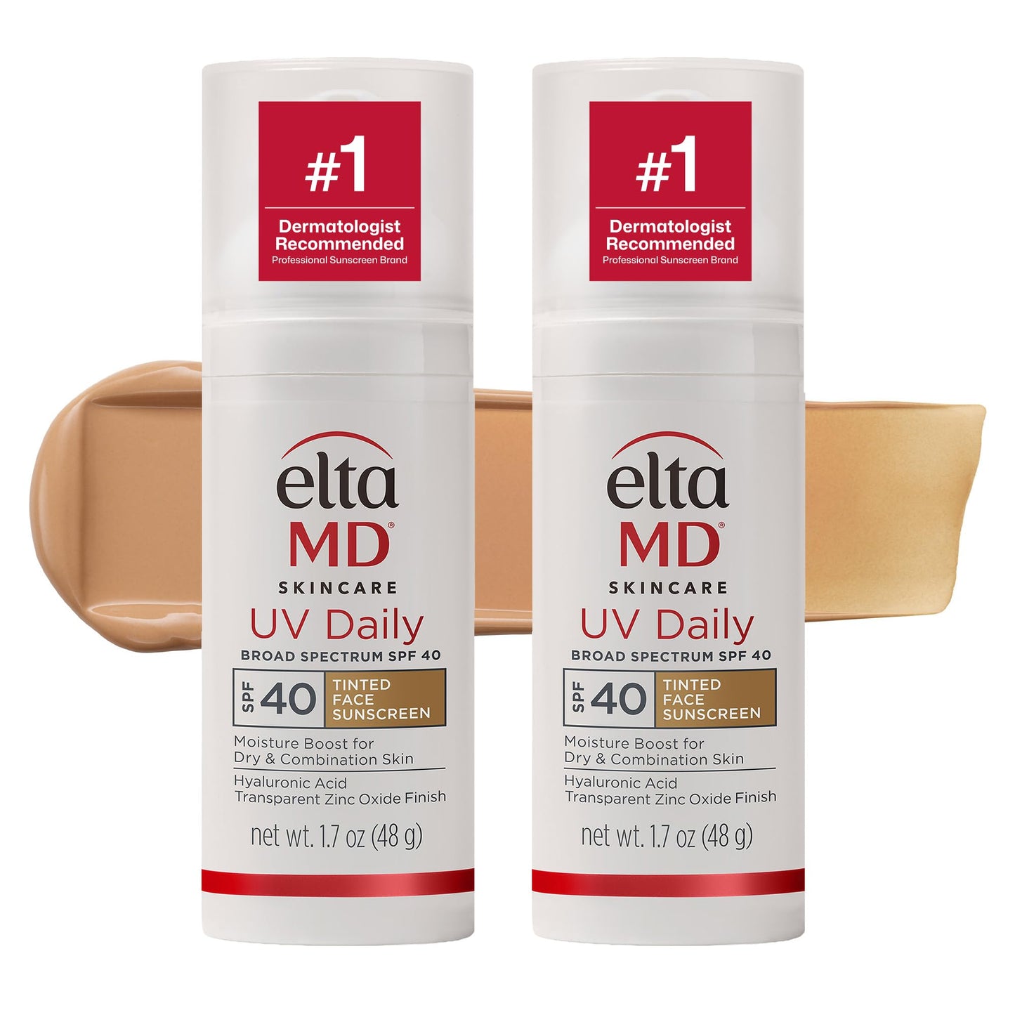 EltaMD UV Daily Tinted SPF 40 Face Sunscreen Moisturizer with Zinc Oxide, Tinted Daily Face Moisturizer with SPF, Sunscreen for Dry Skin,1.7 oz Pump (Pack of 2)