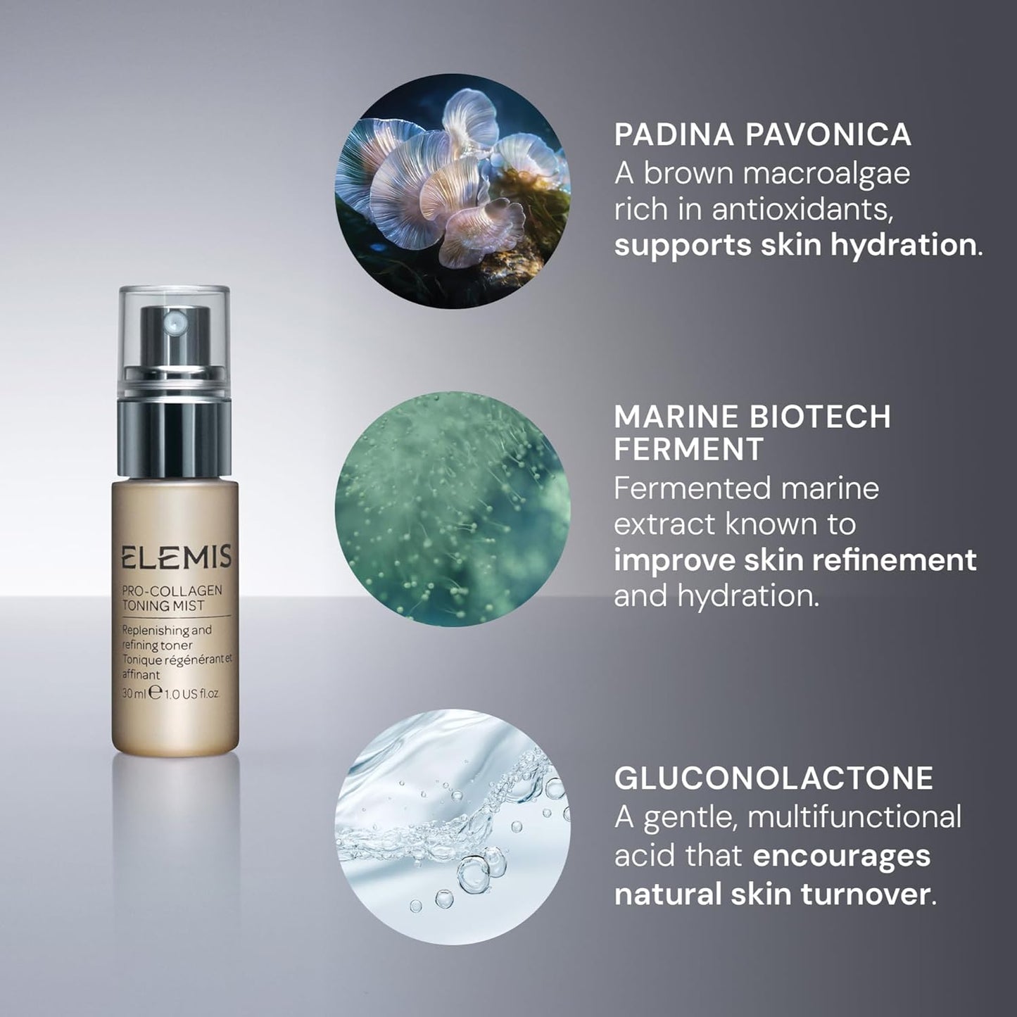 ELEMIS Pro-Collagen Toning Mist - Hydrating PHA Facial Mist for Pore Refinement & Skin Smoothing