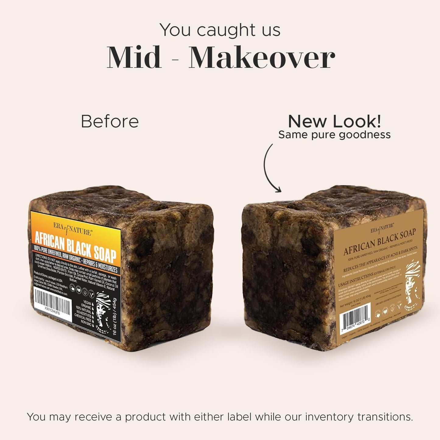 era of nature Best Raw ORGANIC AFRICAN BLACK SOAP, for Dry Skin and Skin Conditions. Pure & Natural Ingredients, Imported From Ghana - 3LB (48oz)