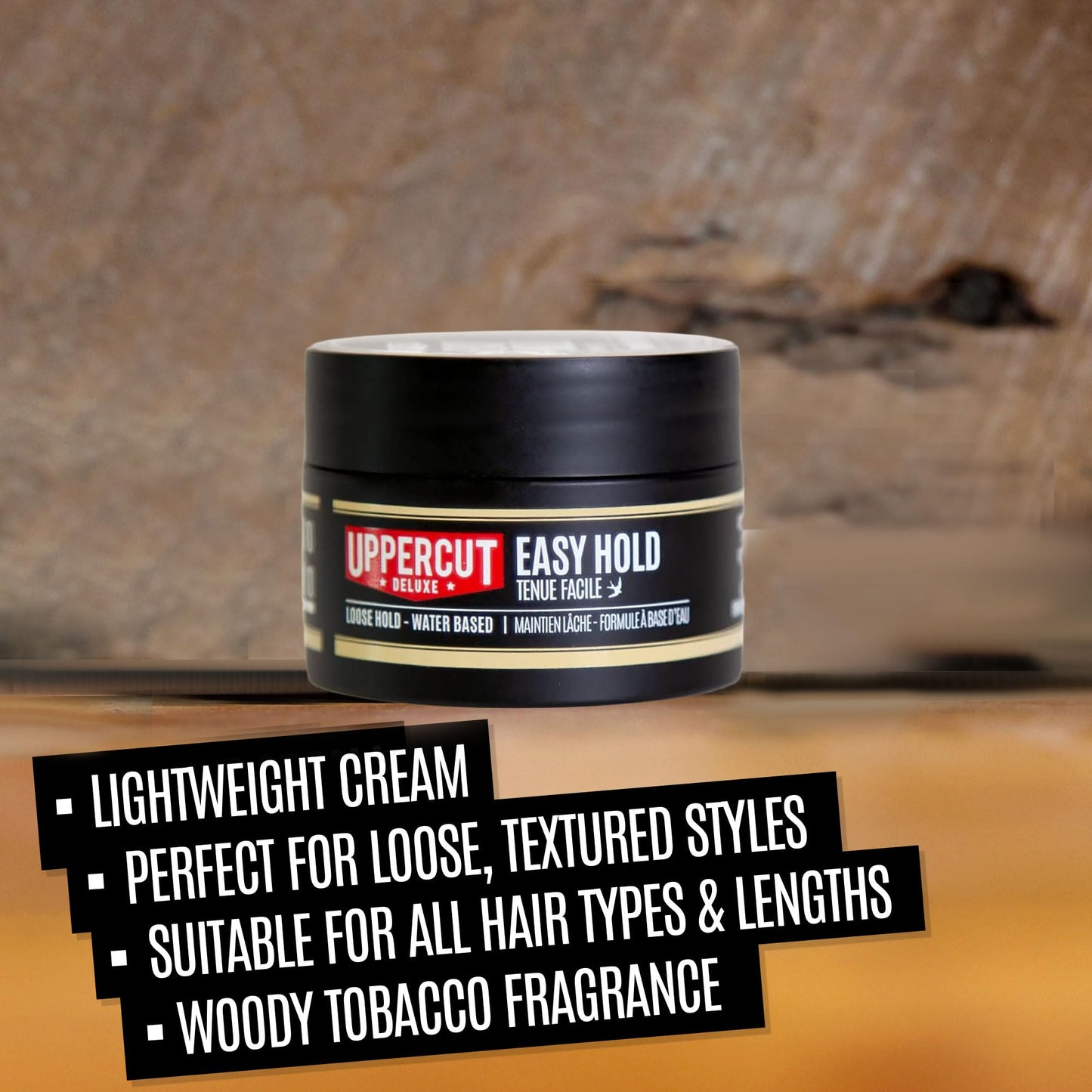 Uppercut Deluxe Easy Hold Pomade 0.9oz / 30g – Light Hold Matte Finish Men's Hair Pomade, Natural Texture & Volume, Water Based Cream Pomade, Weightless Flexible Control, Easy Wash Out Styling Product