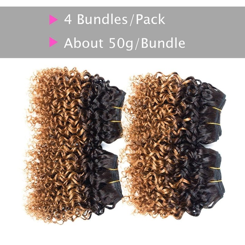Curly Bundles Human Hair Kinky Curly Human Hair Ombre Brazilian Virgin Hair Bundles Short Curly 4 Bundles