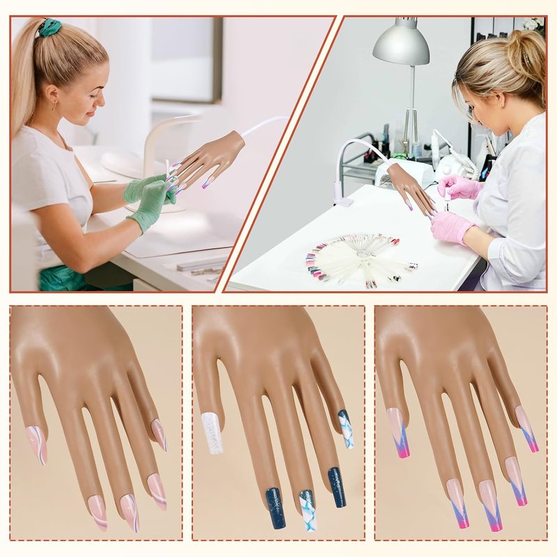 Acrylic Nail Practice Hand - Flexible Mannequin for Beginners | Secure Nail Tips & Realistic Design