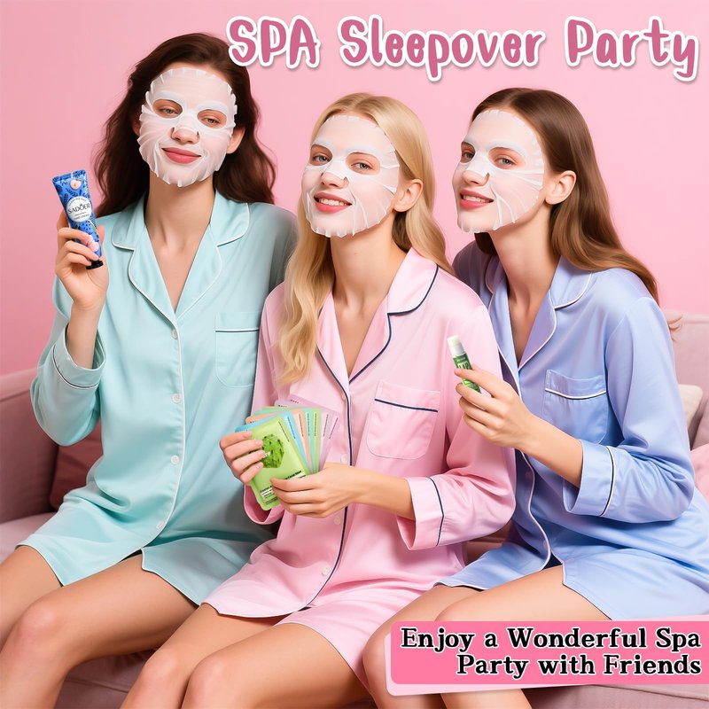108 PCS Spa Party Supplies for Girls, Include Facial Masks, Lip Balms, Eye Patches, Hand Creams...Spa Kit for Sleepover & Slumber Party, Birthday Mothers Day Gift for Women, Spa Party Favors
