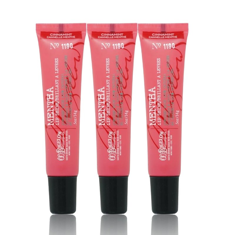 C.O. Bigelow Cinnamint Mentha Lip Shine Balm - Pack of 3 | High Gloss Cinnamon & Peppermint Oil, 0.5 oz