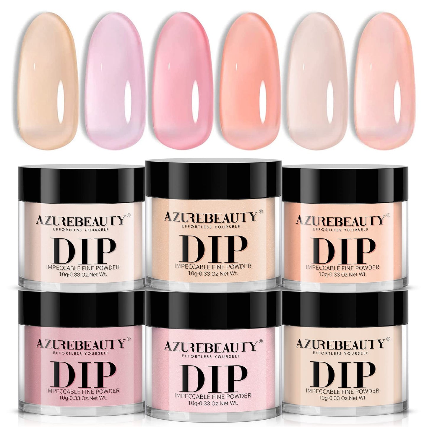 AZUREBEAUTY 4+4 Dip Powder Liquid Set & Summer Jerry Translucent 6 Colors Dip Powder Nail Kit for French Nail Art Manicure DIY Salon Gift