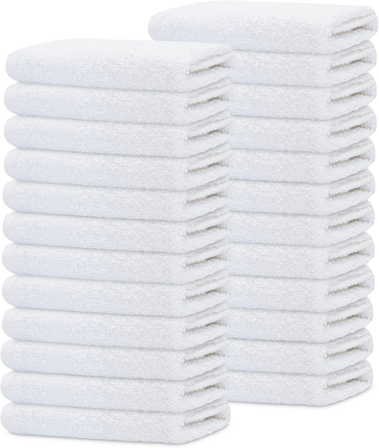 Economy White Washcloths Set - 60 Pack Cotton Blend Cleaning Rags | Quick Drying & Soft Face Cloths (12x12 Inches)