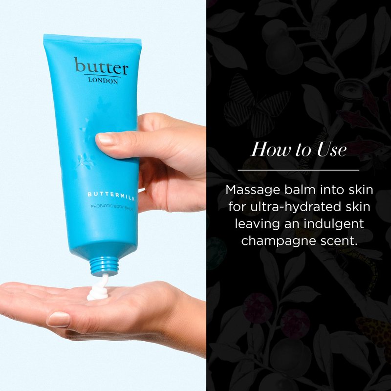 butter LONDON Probiotic Body Balm for Dry Skin - Non-Greasy Body Moisturizer for Sensitive & Normal Skin - Moisturizing Balm Enriched with Shea Butter & Sunflower Oil Hydrates & Repairs Skin