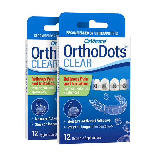 OrthoDots CLEAR – 24-Hour Protection | Sticks Better than Dental Wax | Moisture Activated Braces Wax Alternative for Pain Caused by Braces, Clear Aligner Trays, and Other Orthodontic Appliances