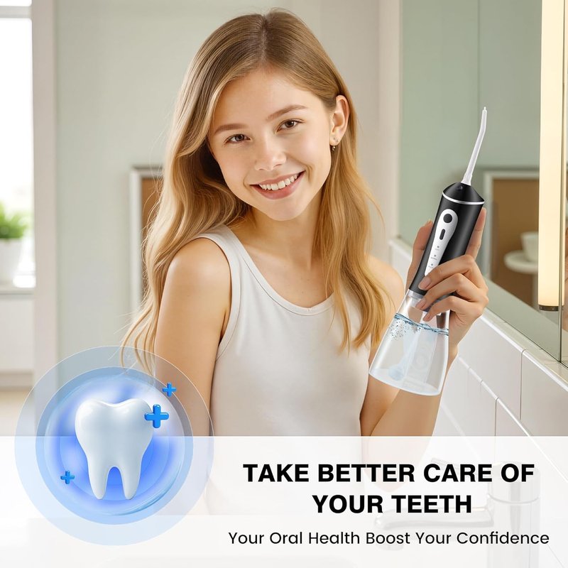Rechargeable Water Flosser for Teeth Cleaning - Portable Oral Irrigator | IPX7 Waterproof, 5 Tips Included