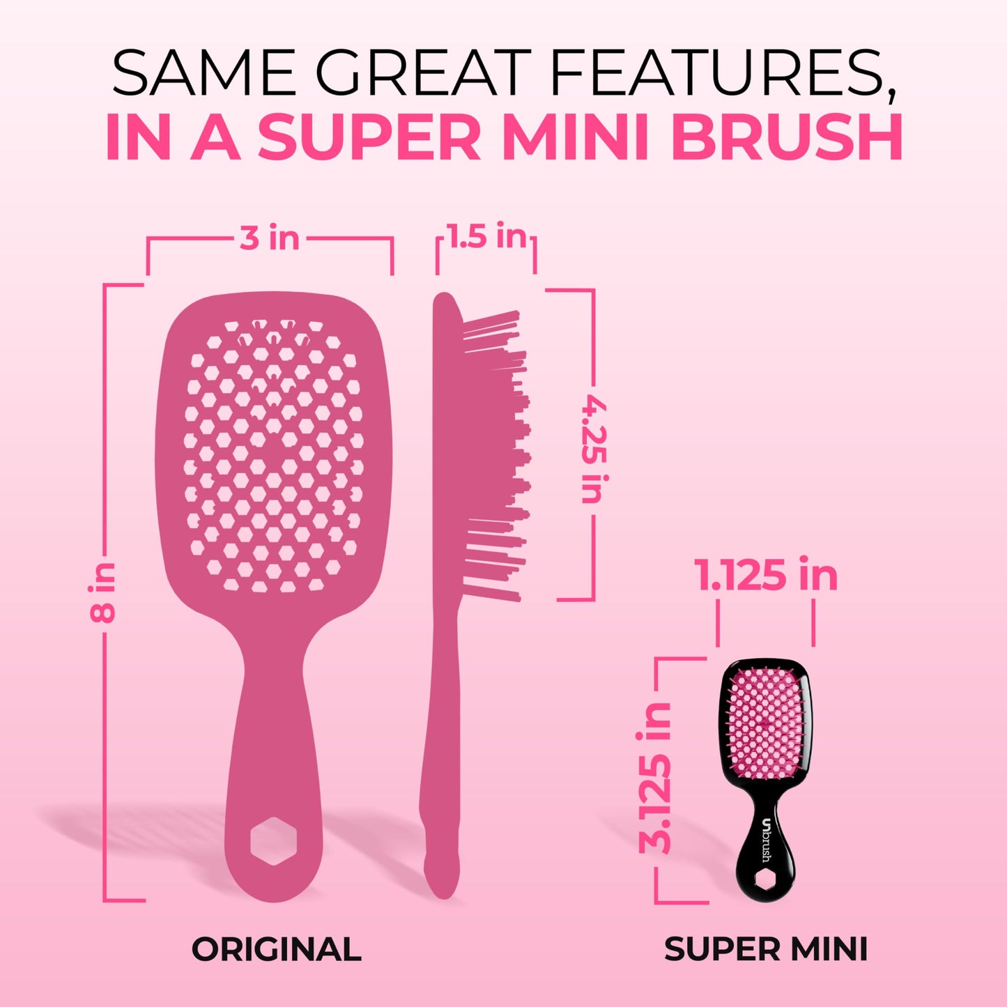 FHI Heat UNbrush Keychain Super Mini Hair Brush — Collectible Miniature Charm for Bags and Keys — Accessory for Beauty Lovers - (Cherry Blossom)