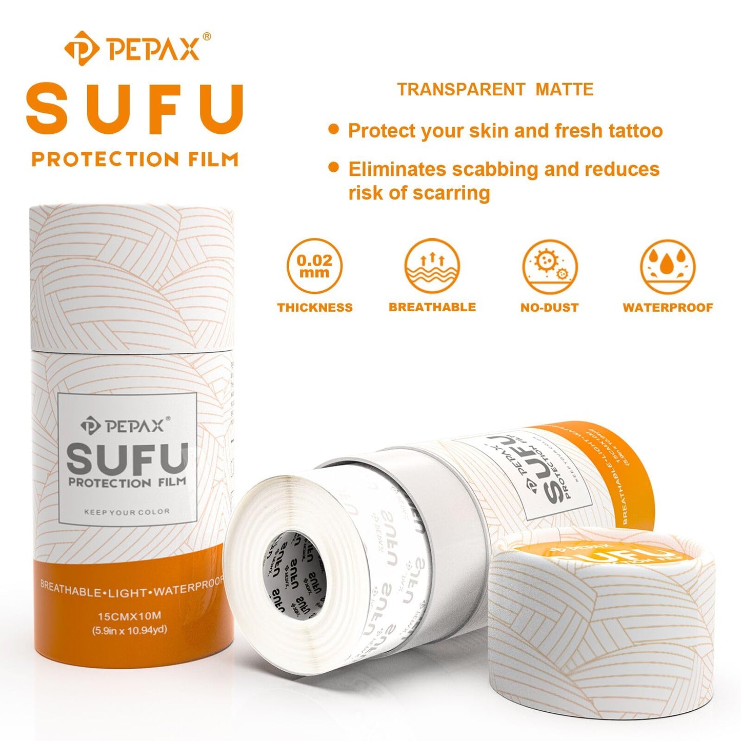 PEPAX SUFU Tattoo Aftercare Bandage - 6"x 10 Yard Second Skin Tattoo Cover Up Patch Waterproof Tattoo Bandage Breathable Tattoo Cover Up Tape Transparent Tattoo Wrap for Healing Tattoo Protection Film