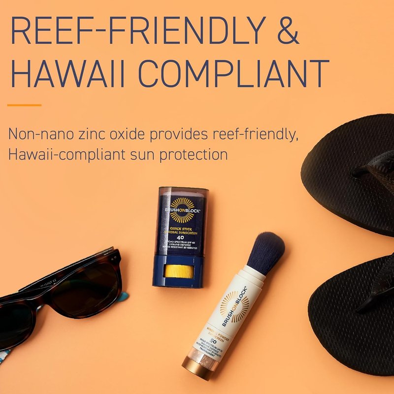 Brush On Block SPF 40 Mineral Sunscreen Stick - Water Resistant UVA/UVB Protection | Reef Friendly, 0.63 oz