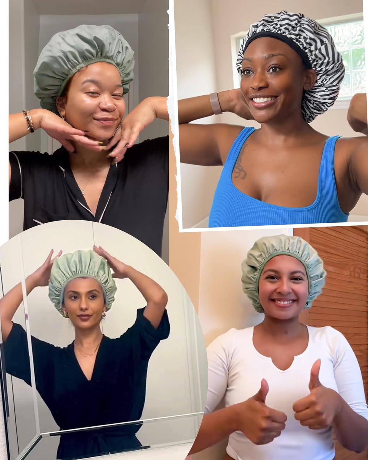 Yanibest Reusable Waterproof Shower Cap - Double Layer Design | Soft Non-Slip Elastic Band, Fits Most Hair Types