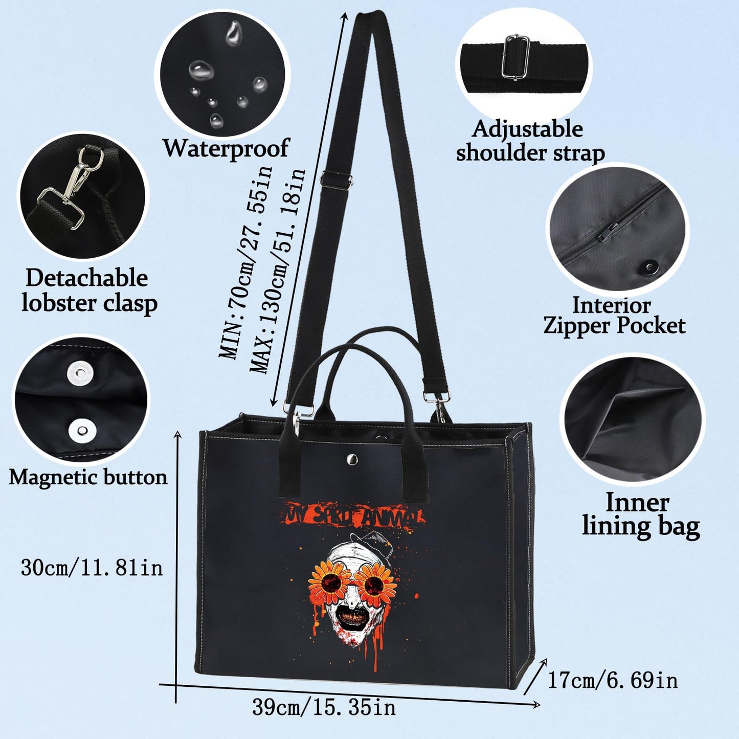 BWWKTOP Clown Movie Cosmetic Makeup Bag Movie Fans Gifts Horror Movie Zipper Pouch For Women Girls (sunflower BG)