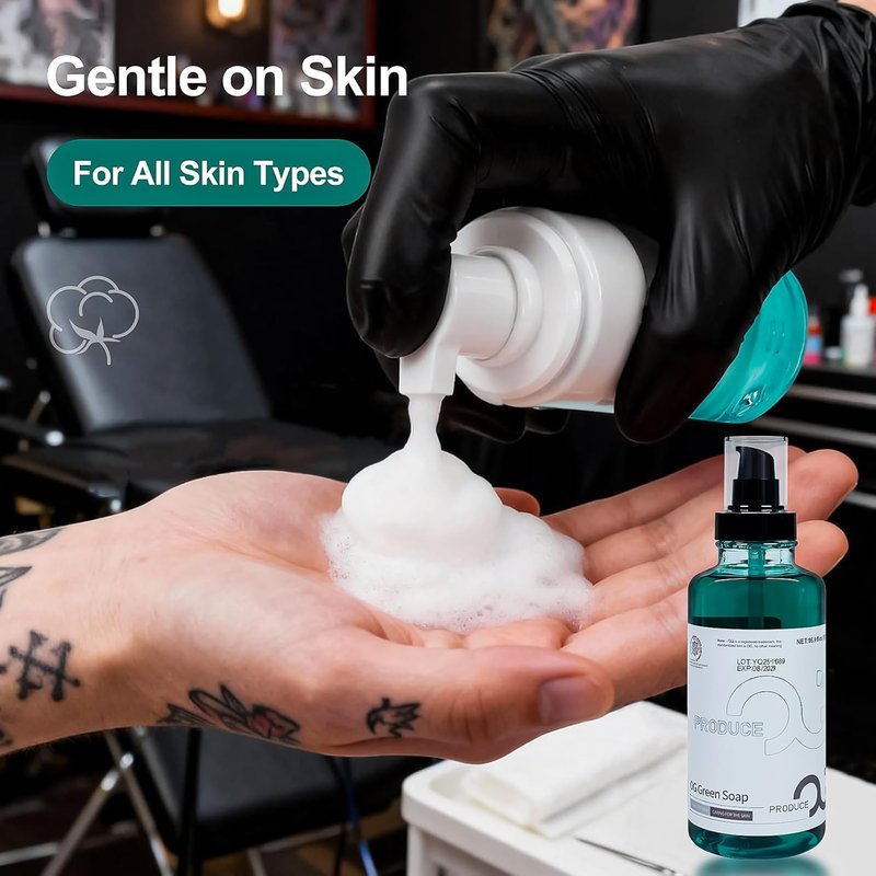 Green Soap for Tattooing - Concentrated 1:9 Formula | 16.9oz for Effective Tattoo Cleaning