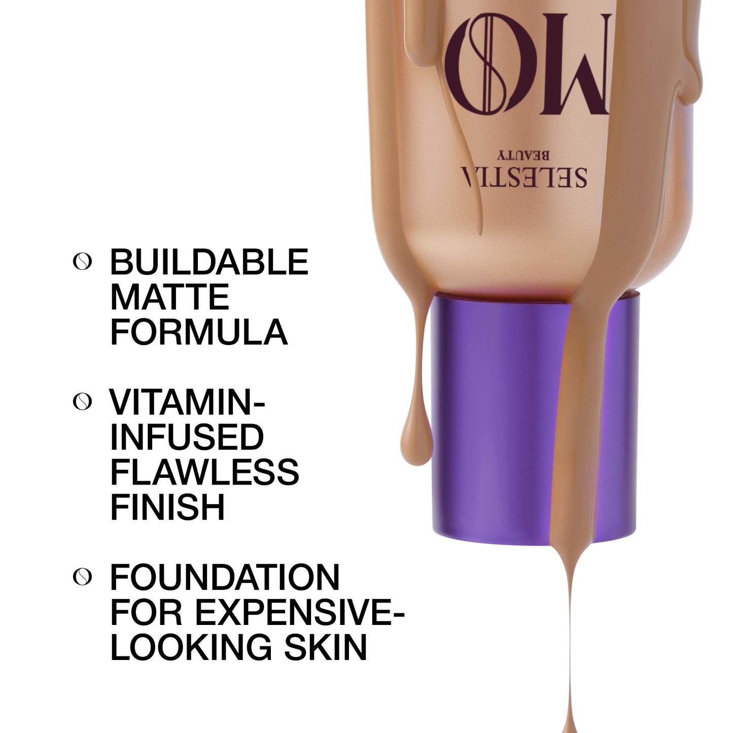 SELESTIA BEAUTY Money Liquid Matte Foundation – Long-Lasting, Natural Looking & Buildable Coverage – For Combination, Dry, Oily Skin – Lightweight & Moisturizing (Caramel)