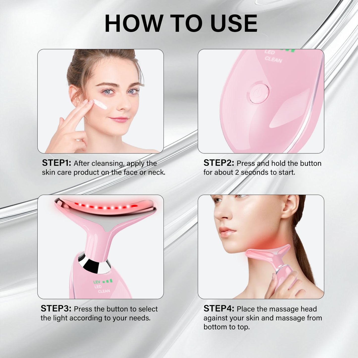 Facial Massager, Portable Face Neck Massager Wand for Skin Care(Light Pink)