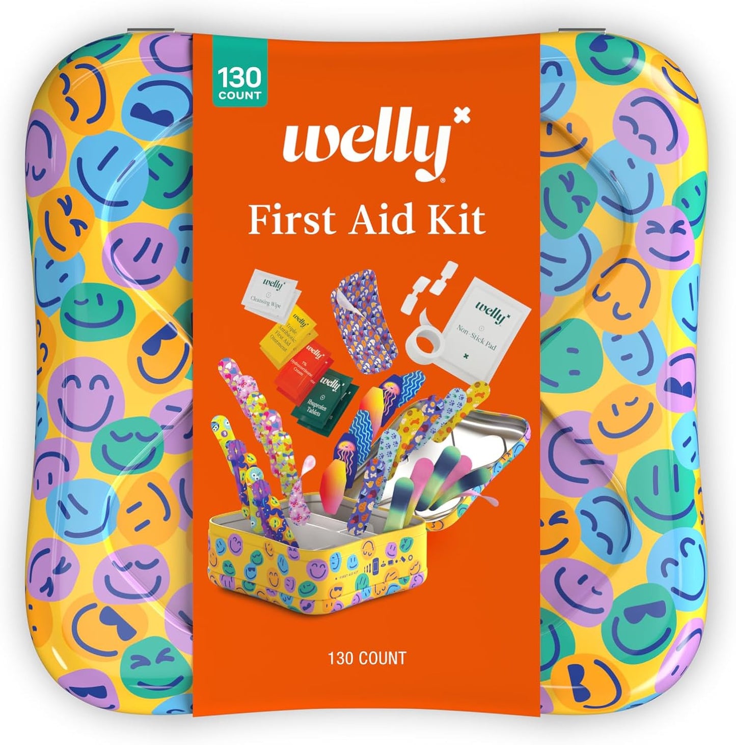 Welly First Aid Kit - Waterproof Bandages, Adhesive Tape, Antibiotic Ointments | 130 Count