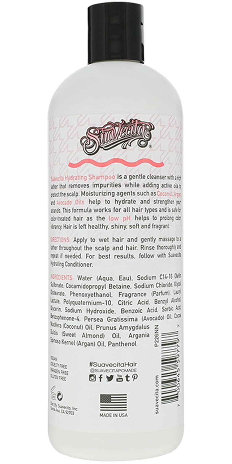 Suavecita Hydrating Shampoo - Sulfate-Free & Paraben-Free | Safe for Color-Treated Hair | 16.9 oz