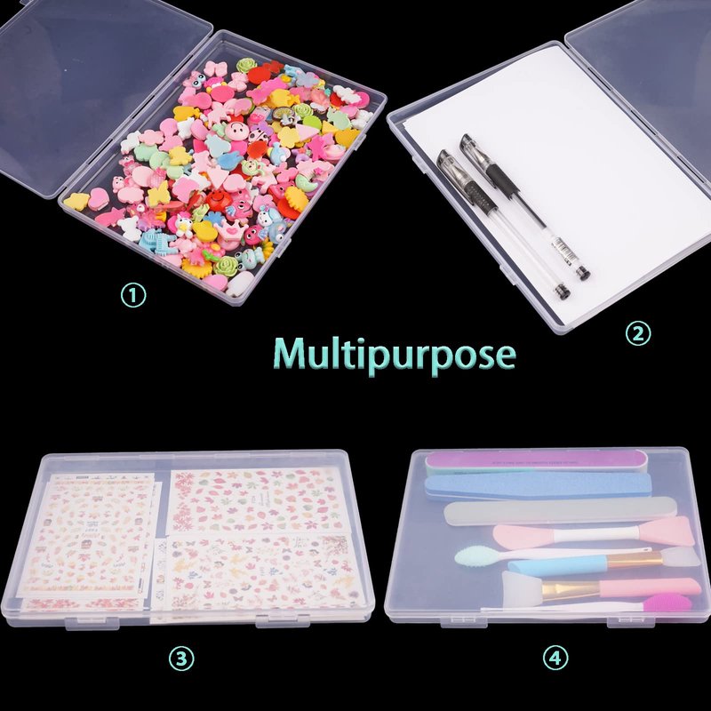 2PCS Press on Nail Organizer, Clear Press on Nail Storage Box Acrylic Nail Art Display Packaging Box Fake Nail Storage Case with Transparent Tape (Not Inlcuded Press on Nail) (8.9x6.5x0.7inch)