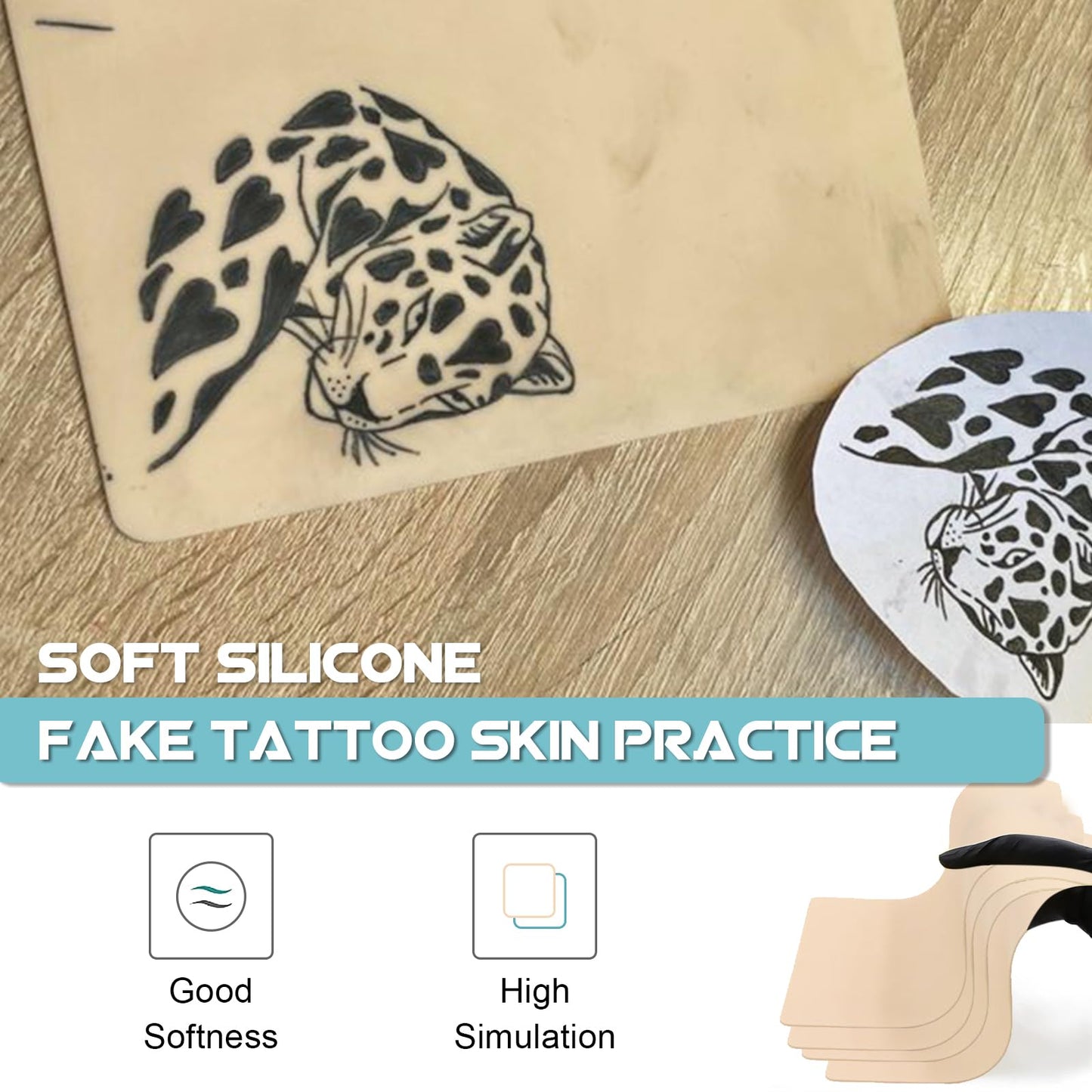 WZPB Tattoo Skin with Transfer Paper - 40Pcs Fake Skin and Stencil Paper Kit Including 20Pcs Double-Sided Practice Skin and 20Pcs Tattoo Transfer Paper for Beginners and Artists